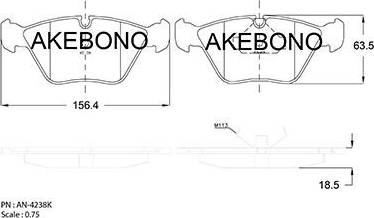 Akebono AN-4238K - Тормозные колодки, дисковые, комплект autosila-amz.com