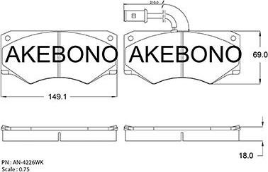 Akebono AN-4226WK - Тормозные колодки, дисковые, комплект autosila-amz.com