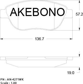 Akebono AN-4271K - Тормозные колодки, дисковые, комплект autosila-amz.com