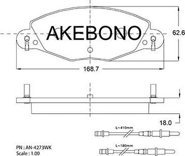 Akebono AN-4273WK - Тормозные колодки, дисковые, комплект autosila-amz.com