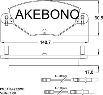 Akebono AN-4272WK - Тормозные колодки, дисковые, комплект autosila-amz.com