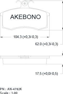Akebono AN-4782K - Тормозные колодки, дисковые, комплект autosila-amz.com