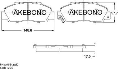 Akebono AN-642WK - Тормозные колодки, дисковые, комплект autosila-amz.com