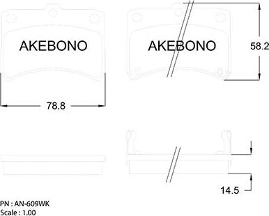 Akebono AN-609WK - Тормозные колодки, дисковые, комплект autosila-amz.com