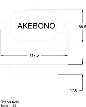 Akebono AN-603K - Тормозные колодки, дисковые, комплект autosila-amz.com