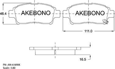 Akebono AN-618WK - Колодки тормозные дисковые ПОДХОДЯТ ДЛЯ Toyota Yaris 99-05 AN-618WK autosila-amz.com