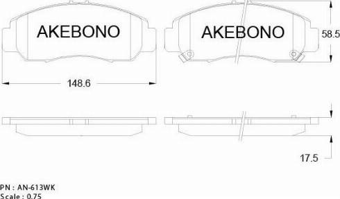 Akebono AN-613WKE - Тормозные колодки, дисковые, комплект autosila-amz.com