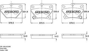 Akebono AN-635WK - Тормозные колодки, дисковые, комплект autosila-amz.com