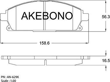 Akebono AN-629K - Тормозные колодки, дисковые, комплект autosila-amz.com