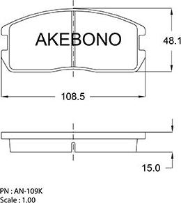Akebono AN-109KE - Тормозные колодки, дисковые, комплект autosila-amz.com