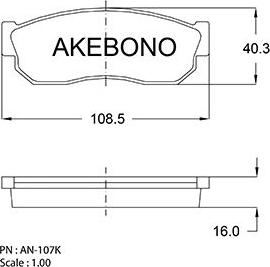 Akebono AN-107KE - Тормозные колодки, дисковые, комплект autosila-amz.com