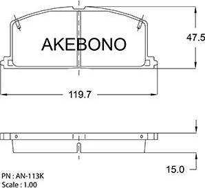 Akebono AN-113K - Тормозные колодки, дисковые, комплект autosila-amz.com