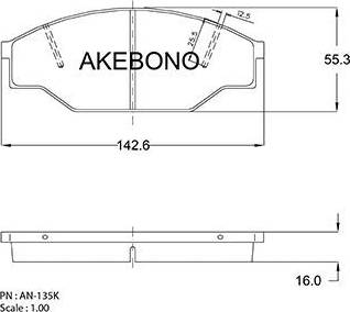 Akebono AN-135K - Тормозные колодки, дисковые, комплект autosila-amz.com