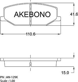 Akebono AN-129K - Тормозные колодки, дисковые, комплект autosila-amz.com