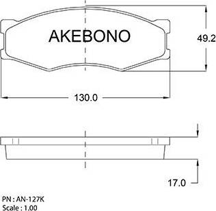 Akebono AN-127K - Тормозные колодки, дисковые, комплект autosila-amz.com