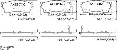 Akebono AN-8044WK - Тормозные колодки, дисковые, комплект autosila-amz.com