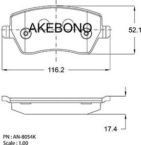 Akebono AN-8054KE - Тормозные колодки, дисковые, комплект autosila-amz.com