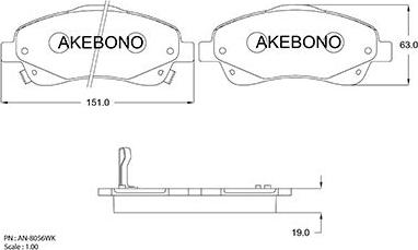 Akebono AN-8056WK - Тормозные колодки, дисковые, комплект autosila-amz.com