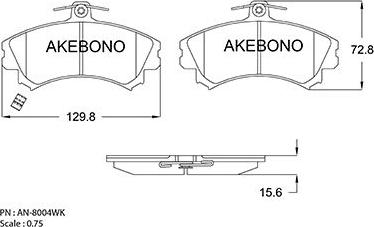 Akebono AN-8004WKE - Тормозные колодки, дисковые, комплект autosila-amz.com
