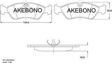 Akebono AN-8003K - Колодки тормозные Италия ESPERO,LANOS,NEXIA,OPEl MAZDA EGA,VECTRA 88- autosila-amz.com