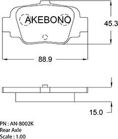 Akebono AN-8002K - Тормозные колодки, дисковые, комплект autosila-amz.com