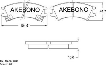 Akebono AN-8014WKE - Тормозные колодки, дисковые, комплект autosila-amz.com