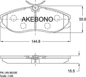 Akebono AN-8010K - Тормозные колодки, дисковые, комплект autosila-amz.com
