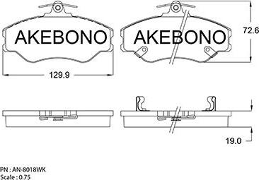 Akebono AN-8018WK - Тормозные колодки, дисковые, комплект autosila-amz.com
