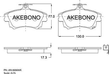 Akebono AN-8086WKE - Тормозные колодки, дисковые, комплект autosila-amz.com