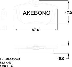 Akebono AN-8030WK - Тормозные колодки, дисковые, комплект autosila-amz.com