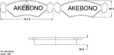 Akebono AN-8031K - Тормозные колодки, дисковые, комплект autosila-amz.com