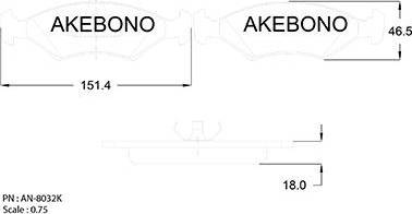 Akebono AN-8032K - Тормозные колодки, дисковые, комплект autosila-amz.com