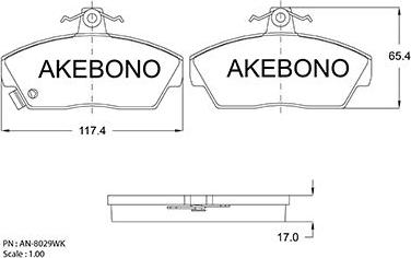 Akebono AN-8029WK - Тормозные колодки, дисковые, комплект autosila-amz.com