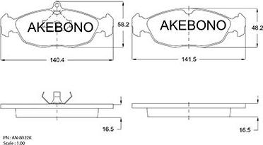 Akebono AN-8022K - Тормозные колодки, дисковые, комплект autosila-amz.com