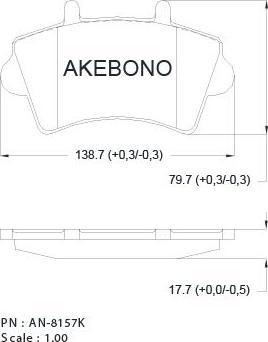 Akebono AN-8157K - Тормозные колодки, дисковые, комплект autosila-amz.com