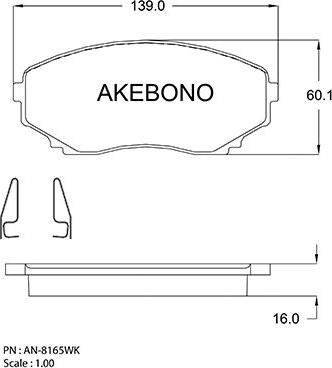 Akebono AN-8165WK - Тормозные колодки, дисковые, комплект autosila-amz.com