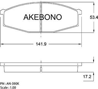 Akebono AN-390K - Тормозные колодки, дисковые, комплект autosila-amz.com