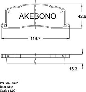 Akebono AN-340KE - Тормозные колодки, дисковые, комплект autosila-amz.com