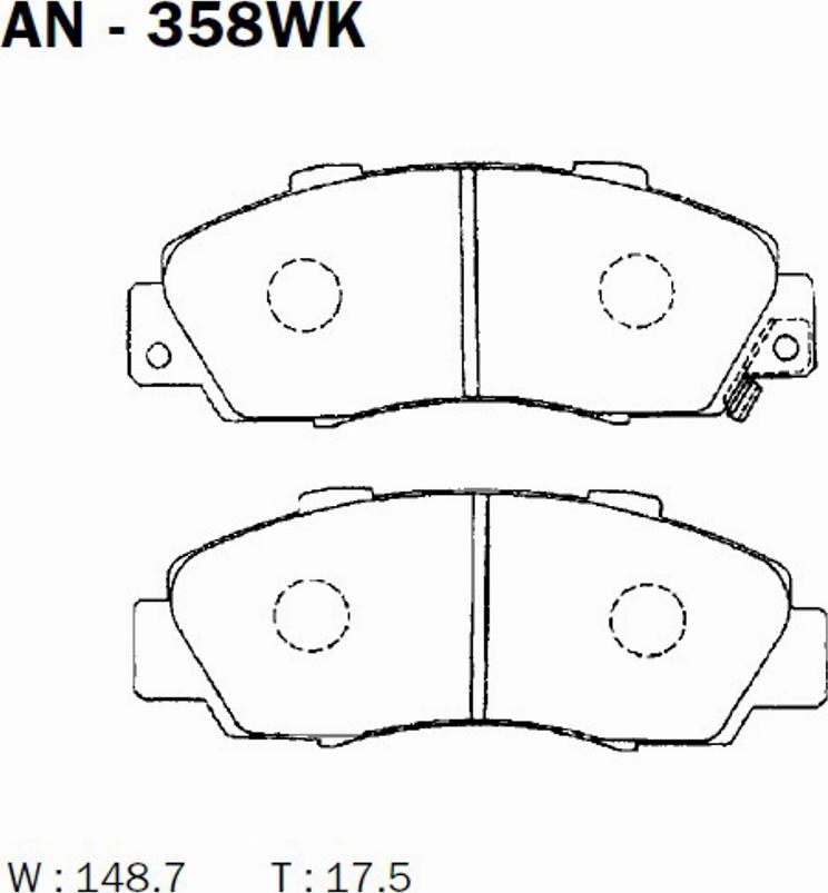 Akebono AN-358WK - Тормозные колодки, дисковые, комплект autosila-amz.com