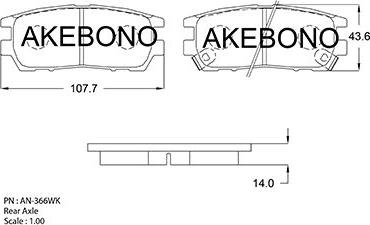 Akebono AN-366WKE - Тормозные колодки, дисковые, комплект autosila-amz.com