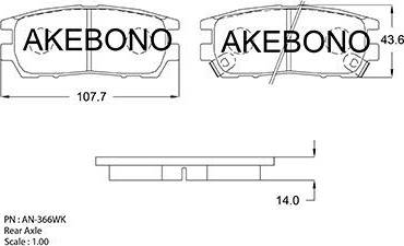 Akebono AN-366WK - Тормозные колодки, дисковые, комплект autosila-amz.com