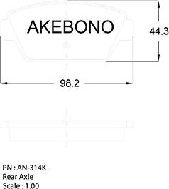 Akebono AN-314K - Тормозные колодки, дисковые, комплект autosila-amz.com