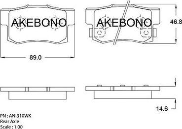 Akebono AN-310WK - Тормозные колодки, дисковые, комплект autosila-amz.com
