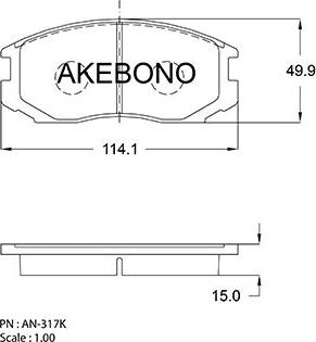 Akebono AN-317K - Тормозные колодки, дисковые, комплект autosila-amz.com