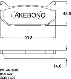 Akebono AN-384KE - Тормозные колодки, дисковые, комплект autosila-amz.com