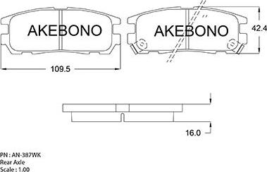 Akebono AN-387WKE - Тормозные колодки, дисковые, комплект autosila-amz.com