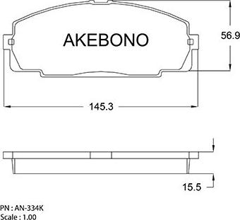 Akebono AN-334KE - Тормозные колодки, дисковые, комплект autosila-amz.com