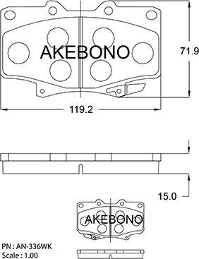 Akebono AN-336WKE - Тормозные колодки, дисковые, комплект autosila-amz.com