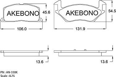Akebono AN-330K - Тормозные колодки, дисковые, комплект autosila-amz.com