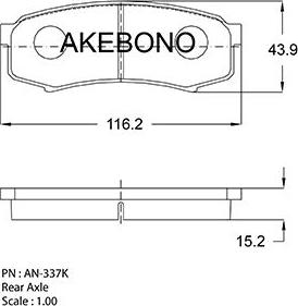 Akebono AN-337K - Тормозные колодки, дисковые, комплект autosila-amz.com